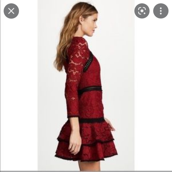 ♥️ NWT Alexis “Kharis” Lace Mini Dress with Black Trim - Picture 3 of 7